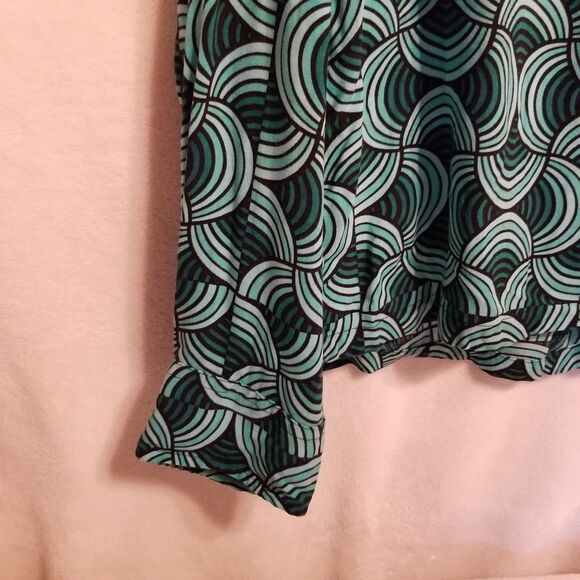 Super Massive Mens Large Geometric Green Swirl Button Up Eclectic Maximalist - Picture 2 of 7